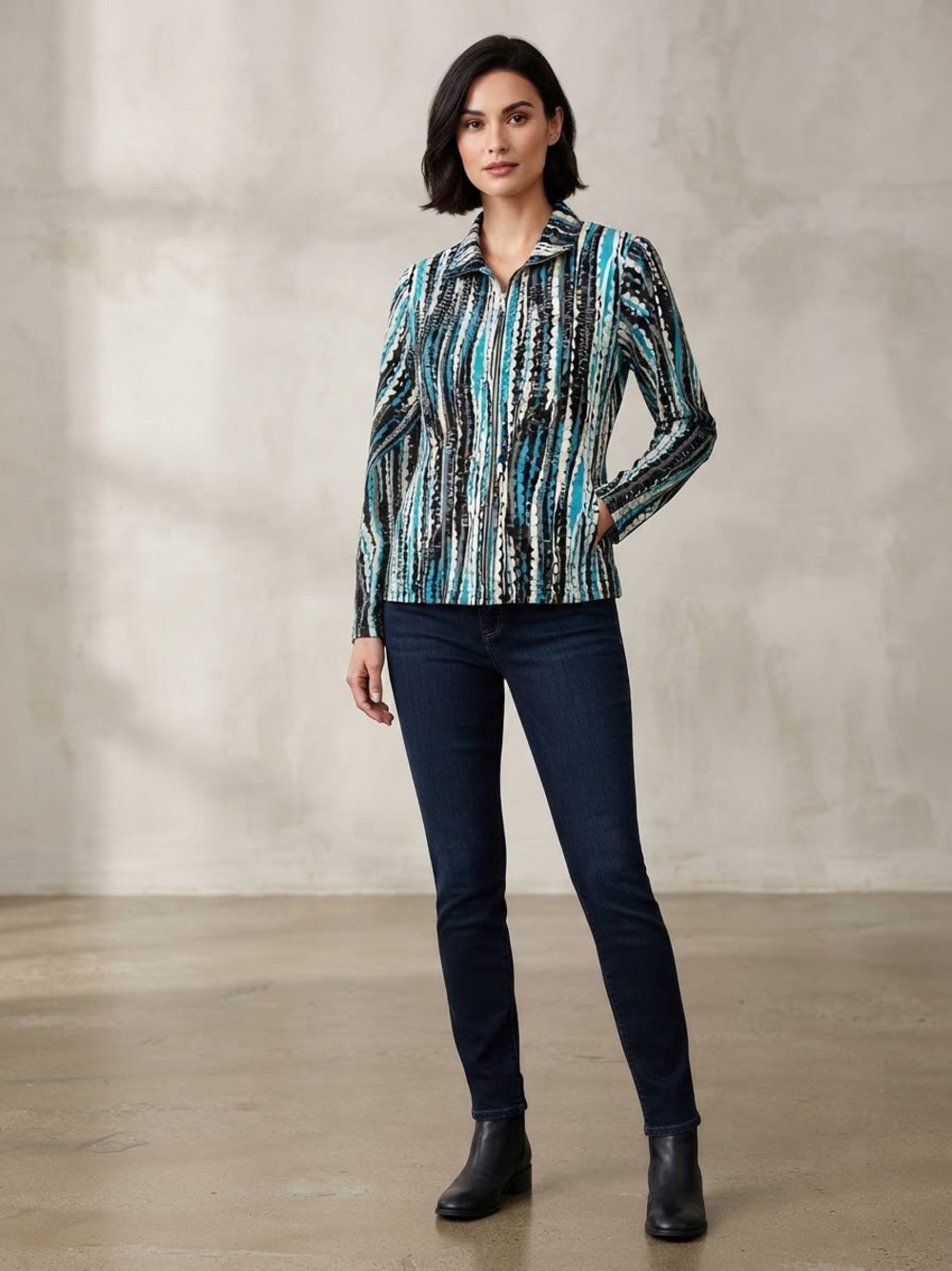 Birch Hill Vintage Y2K Sequin Geometric Zip-Up Jacket